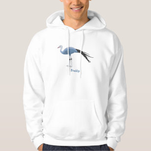 Blauwe kraanvogel cartoon hoodie
