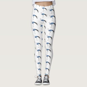 Blauwe kraanvogel cartoon leggings
