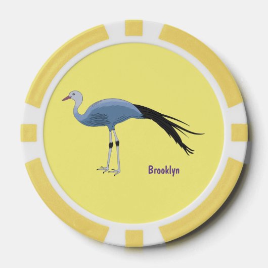 Blauwe kraanvogel cartoon poker chips (Voorkant)