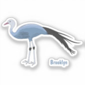 Blauwe kraanvogel cartoon sticker (Voorkant)
