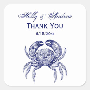 blauwe krab #1 Tekening Vierkante Sticker
