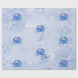 Blauwe Krab Aquarel Cadeaupapier