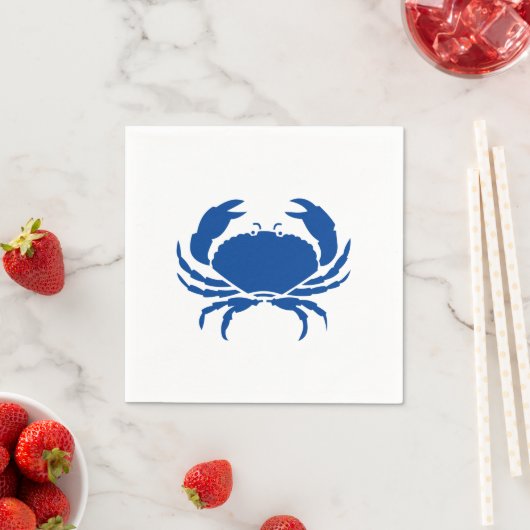 Blauwe krab blauw en witte kustvis modern oud papi servet (Insitu)