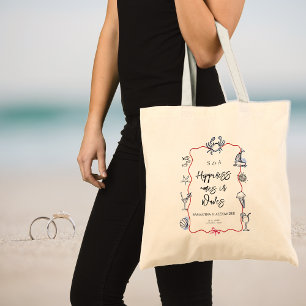 Blauwe Krab Doodles Bestemming Trouw Welkom Tote Bag