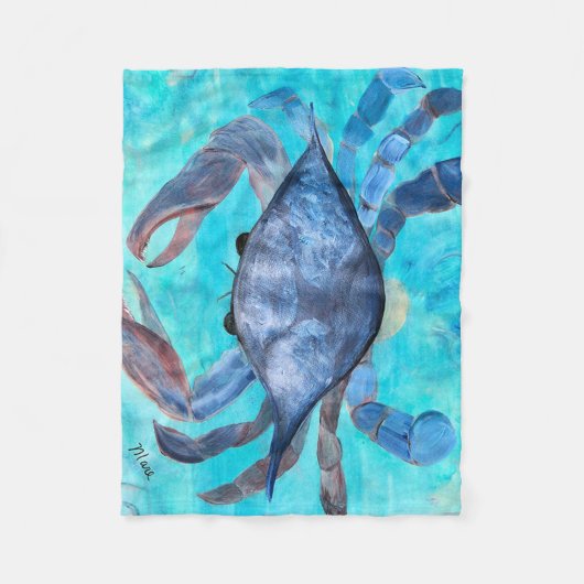 Blauwe krab fleece deken (Voorkant)