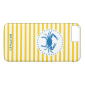 Blauwe krab Geel gestreept monogrammen Case-Mate iPhone Case (Achterkant (Horizontaal))