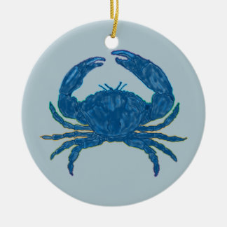 Blauwe krab keramisch ornament
