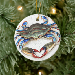 Blauwe krab keramisch ornament