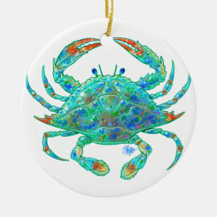 Blauwe krab keramisch ornament