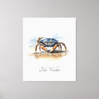 Blauwe Krab Kust Keuken Muur Decor Canvas Afdruk