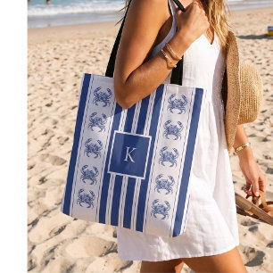 Blauwe Krab Kust Nautilus Monogram Draagtas