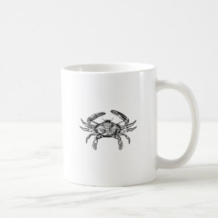 Blauwe krab Logo (zwart-wit) Koffiemok