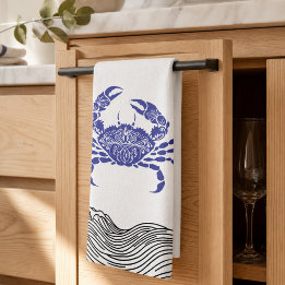 Blauwe Krab Mandala Kust Keuken Accessoires Theedoek
