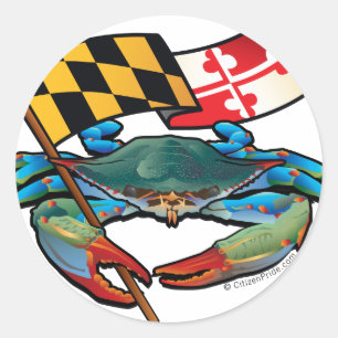 Blauwe krab Maryland Ronde Sticker