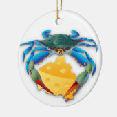 Blauwe krab met kaas keramisch ornament (Links)