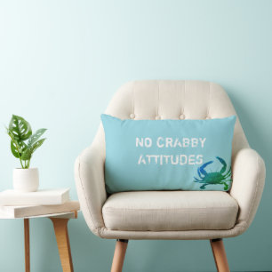 Blauwe krab Nautical No Crabby Attitudes Kussen