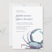 Blauwe krab | nautische bruiloft uitnodiging (Voorkant)