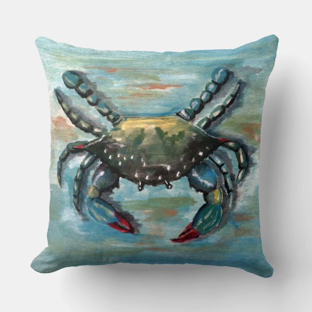 Blauwe krab op blauw kussen (Voorkant)