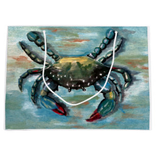 Blauwe krab op blauw large cadeautasje