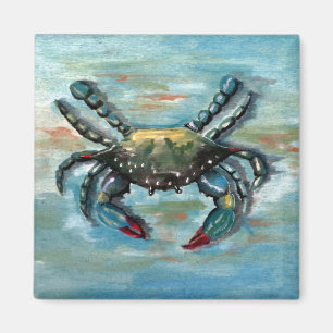 Blauwe krab op blauw magneet