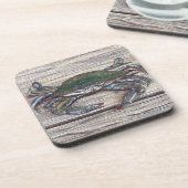 Blauwe krab op Dock Onderzetter Set (Linkerzijde)