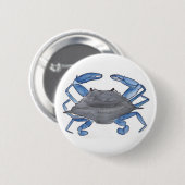 Blauwe krab ronde button 5,7 cm (Voorkant /achterkant)