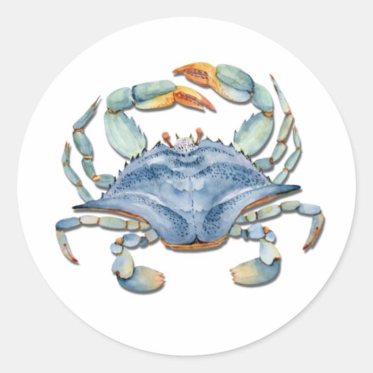 Blauwe krab ronde sticker (Voorkant)