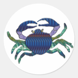Blauwe krab ronde sticker