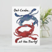 Blauwe krab Roodkrab Feest Kaart (Staand voorkant)
