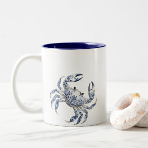 Blauwe krab tweekleurige koffiemok