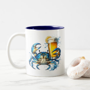 Blauwe krab tweekleurige koffiemok