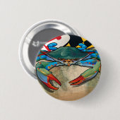 Blauwe krab van Maryland Ronde Button 5,7 Cm (Voorkant /achterkant)