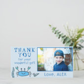 Blauwe krab Verjaardagsfoto Dank u kaart (Staand voorkant)