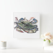 Blauwe krab vierkante klok (Huis)