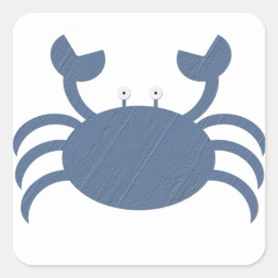 Blauwe krab vierkante sticker