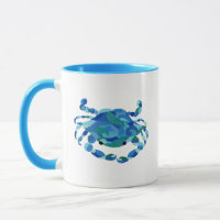 Blauwe krab Waterverf Koffie-Mok