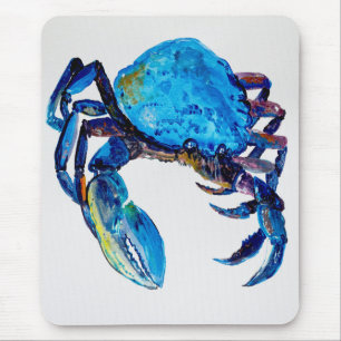 Blauwe krab zee levensillustratie, kust, school muismat