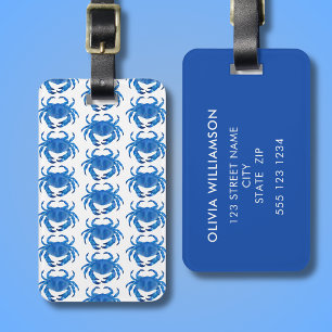 Blauwe krab zeeoostelijk patroon gepersonaliseerd bagagelabel