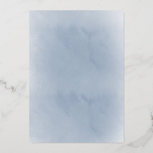 blauwe krans Doop en eerste verjaardag Folie Uitnodiging (Achterkant)