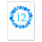 Blauwe krans waterverf bloemkunst tafelnummers (Voorkant)