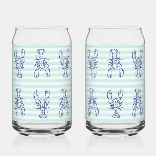 blauwe kreeft blikvorm glas (Voorkant)