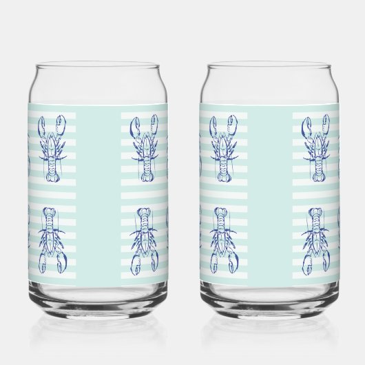 blauwe kreeft blikvorm glas (Links)