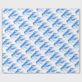 Blauwe kreeft cadeaupapier (Vlak)
