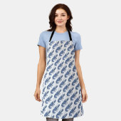 Blauwe Kreeft Retro Vintage Afbeelding Schort (Gedragen)