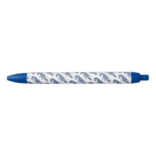 Blauwe Kreeft Retro Vintage Afbeelding Zwarte Inkt Pen