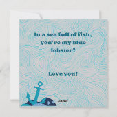 Blauwe kreeft Valentijn Feestdagenkaart (Achterkant)