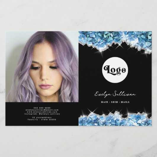 Blauwe kristallen bifold brochure (Voorkant)