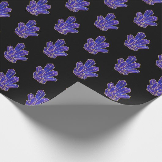 Blauwe kristallen patroon cadeaupapier (Hoek)