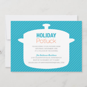 BLAUWE KROCK POT HOLIDAY POTLUCK INVITATIONS KAART