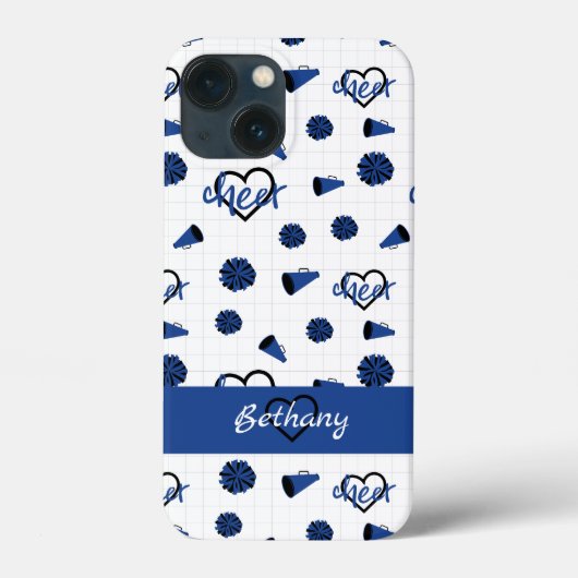 Blauwe kronkelharten, pom Poms, Megafone Pattern Case-Mate iPhone Case (Achterkant)
